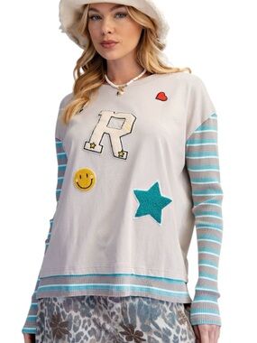 634:  EASEL NWT TOP STONE BLUE (H8)